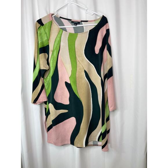 Alfani tunic top blouse shirt women's extra large XL green black throwback - Picture 11 of 15